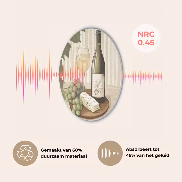 Wijn - Druiven - Kaas - Bladeren Akoestische PET Vilt - Rond klein -USP_NL