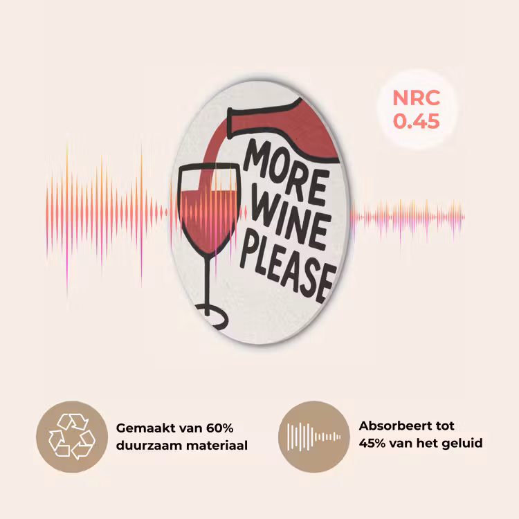 Wijnfles - Quote - Rood - Glas Akoestische PET Vilt - Rond klein -USP_NL