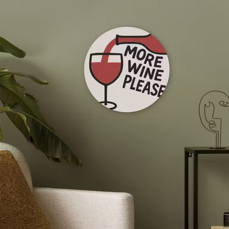 Wijnfles - Quote - Rood - Glas Akoestische PET Vilt - Rond klein -sfeer2