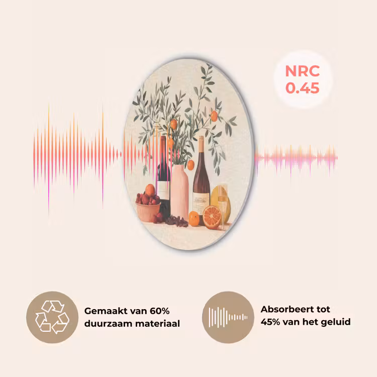 Wijnflessen - Takken - Sinaasappels Akoestische PET Vilt - Rond klein -USP_NL