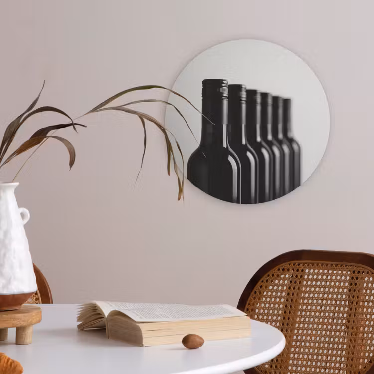 Wijnflessen - Zwart - Minimalistisch Akoestische PET Vilt - Rond klein -sfeer3