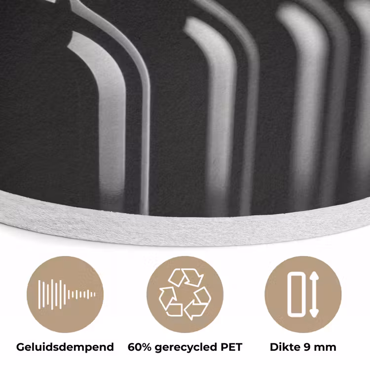 Wijnflessen - Zwart - Minimalistisch Akoestische PET Vilt - Rond klein -closeup_NL