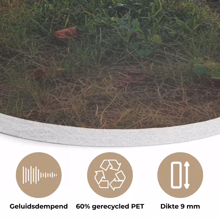 Wijngaard - Druiven - Zonsondergang Akoestische PET Vilt - Rond klein -closeup_NL