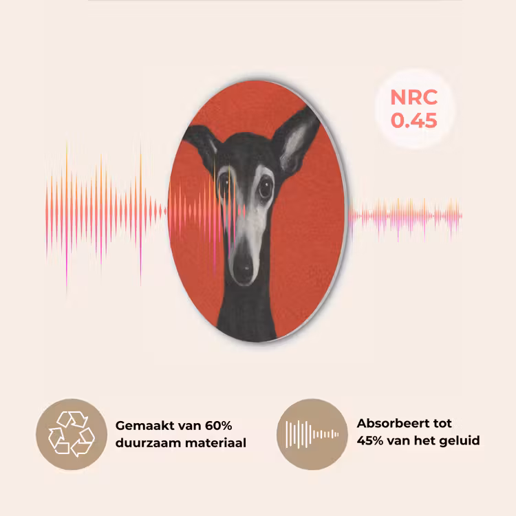 Windhond - Minimalistisch - Rood Akoestische PET Vilt - Rond klein -USP_NL