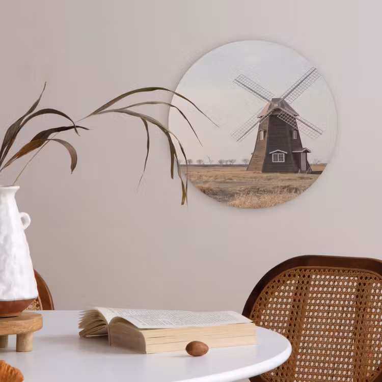 Windmolens - Landschap - Veld Akoestische PET Vilt - Rond klein -sfeer3