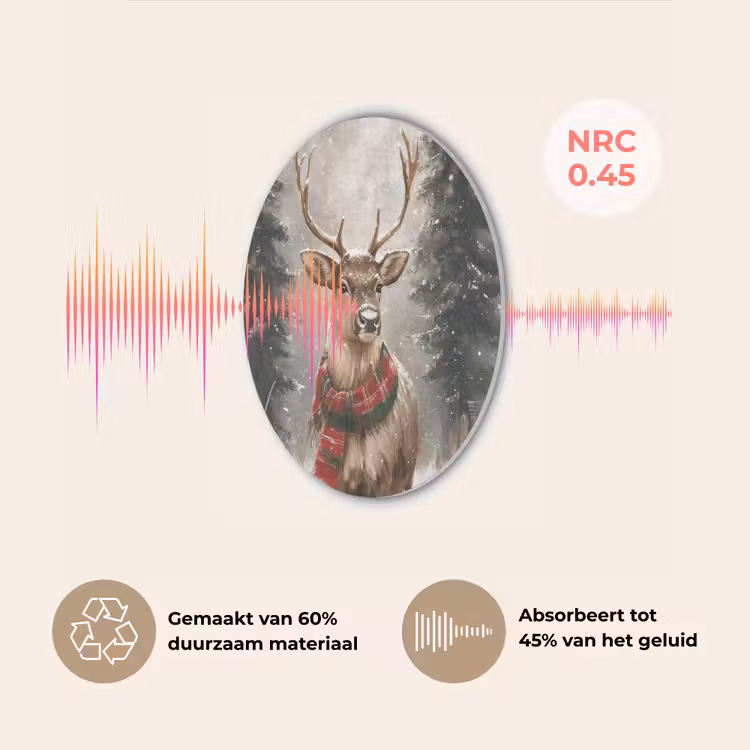 Winter - Bos - Rendier - Donker Akoestische PET Vilt - Rond klein -USP_NL