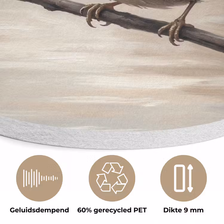 Winterkoninkje - Tak - Rivier - Natuur - Sfeervol Akoestische PET Vilt - Rond klein -closeup_NL