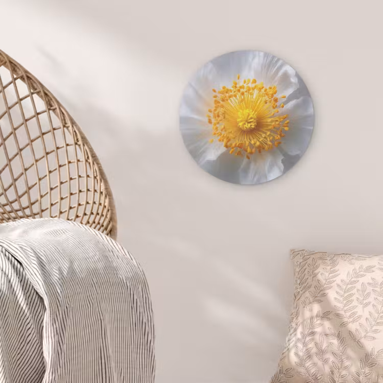 Wit - Bloem - Elegant Akoestische PET Vilt - Rond klein -sfeer4