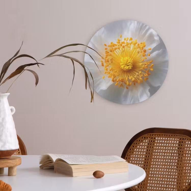 Wit - Bloem - Elegant Akoestische PET Vilt - Rond klein -sfeer3