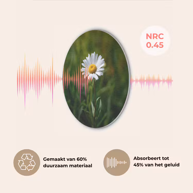Wit - Madeliefje - Bloem - Gras Akoestische PET Vilt - Rond klein -USP_NL