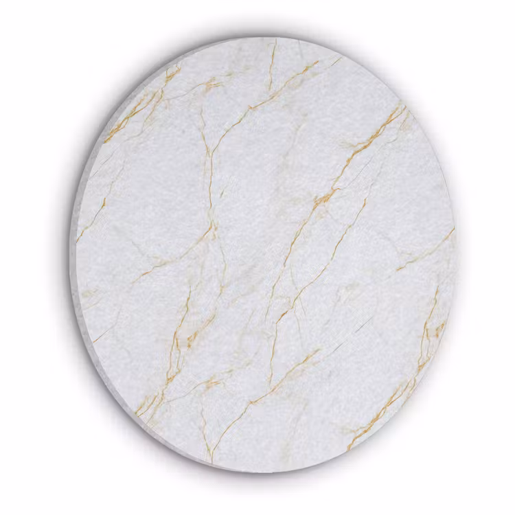 Wit - Marmer - Goud - Luxueus Akoestische PET Vilt - Rond klein 838 -3d