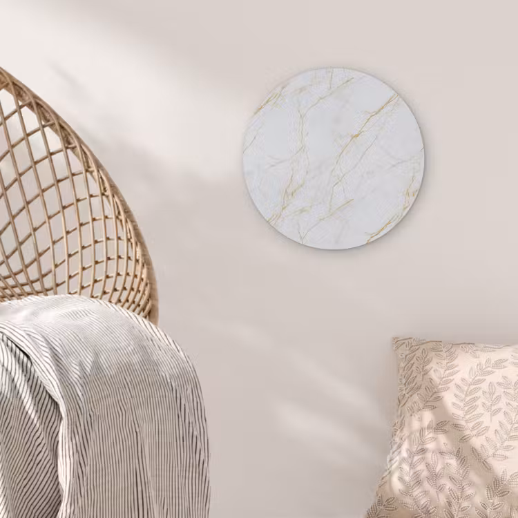 Wit - Marmer - Goud - Luxueus Akoestische PET Vilt - Rond klein 838 -sfeer4