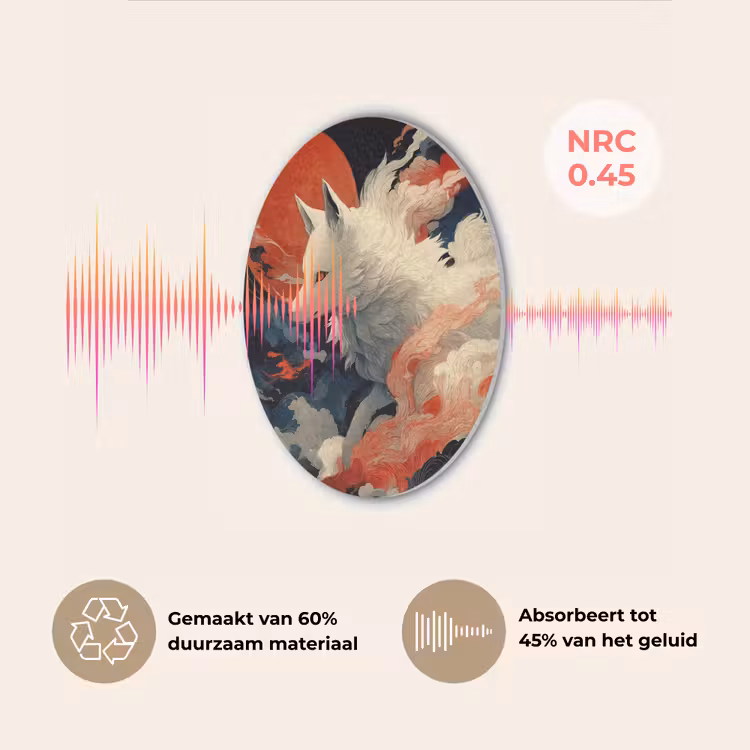 Witte vos - wolken - maan Akoestische PET Vilt - Rond klein -USP_NL