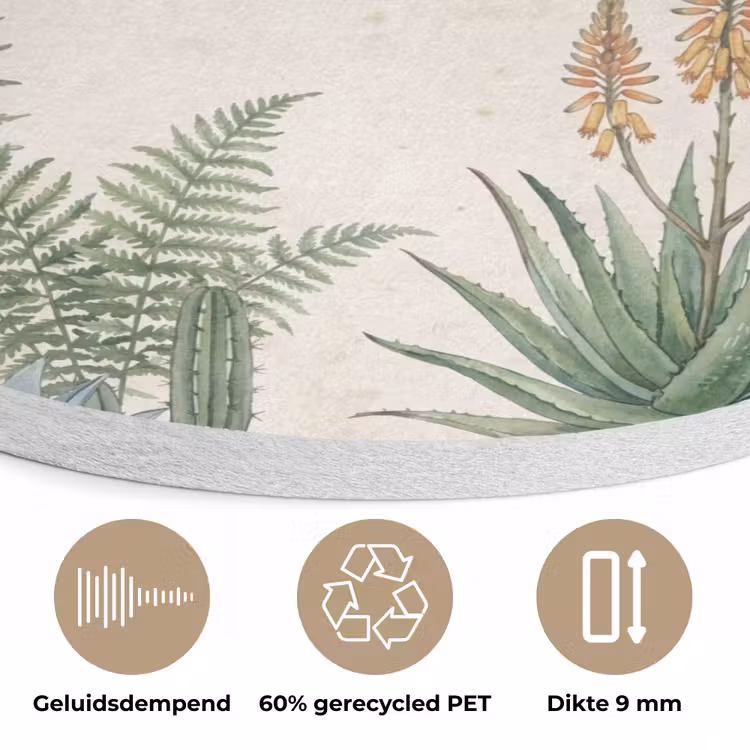 Woestijn - Planten - Groen Akoestische PET Vilt - Rond klein -closeup_NL