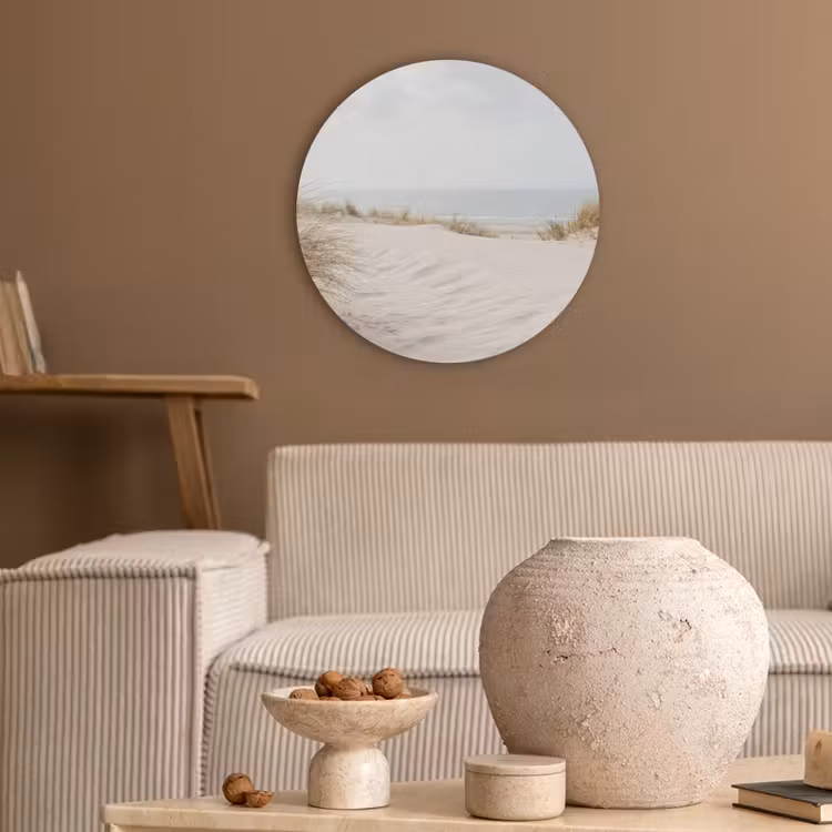 Wolken - Duinlandschap - Zand Akoestische PET Vilt - Rond klein -sfeer1