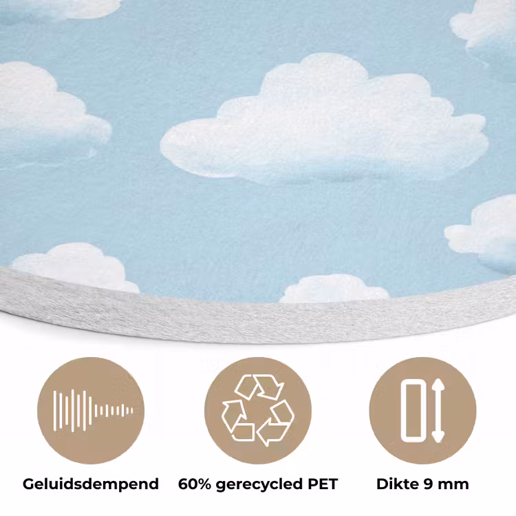 Wolken - Illustratie - Blauw Akoestische PET Vilt - Rond klein 838 -closeup_NL