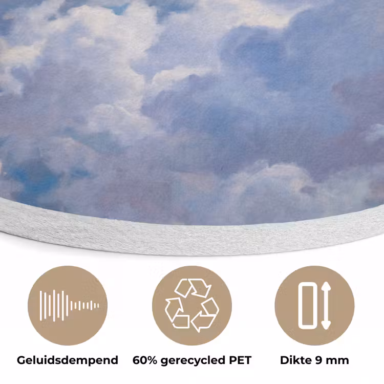 Wolken - Lucht - Natuur - Abstract - Blauw Akoestische PET Vilt - Rond klein -closeup_NL