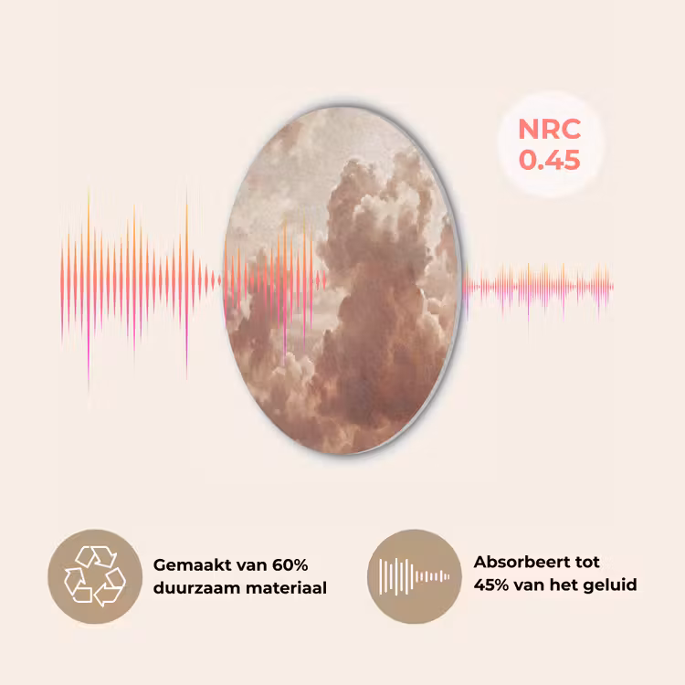 Wolken - Lucht - Natuur - Modern - Bruin Akoestische PET Vilt - Rond klein -USP_NL