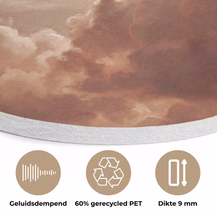 Wolken - Lucht - Natuur - Modern - Bruin Akoestische PET Vilt - Rond klein -closeup_NL