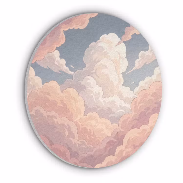 Wolken - Lucht - Natuur - Pastel - Roze Akoestische PET Vilt - Rond klein -3d