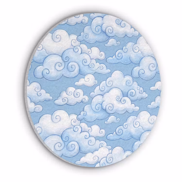 Wolken - Patroon - Hemel - Illustratie - Wit Akoestische PET Vilt - Rond klein -3d