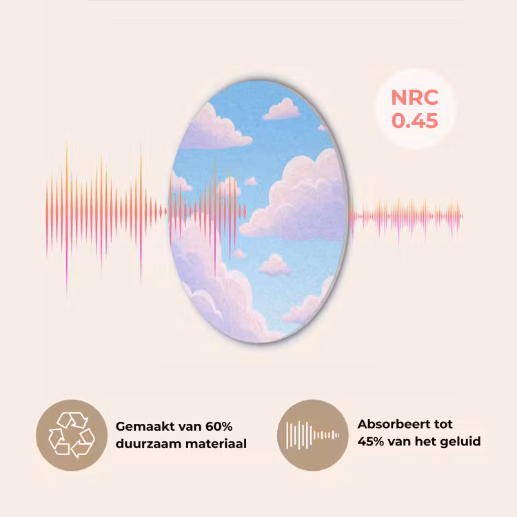 Wolken - Roze - Blauw - Natuur - Modern Akoestische PET Vilt - Rond klein -USP_NL