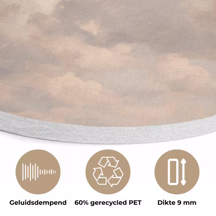 Wolken - Zacht - Natuur - Klassiek - Beige Akoestische PET Vilt - Rond klein -closeup_NL