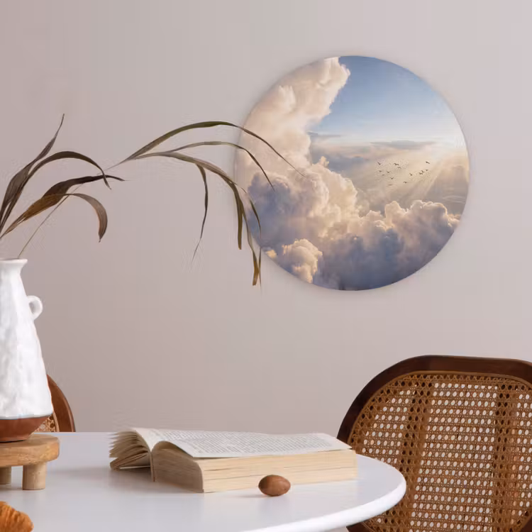 Wolken - Zonnestralen - Natuur - Wit Akoestische PET Vilt - Rond klein -sfeer3
