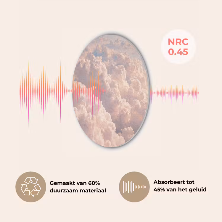 Wolken - Zonsondergang - Natuur - Pastel - Roze Akoestische PET Vilt - Rond klein -USP_NL