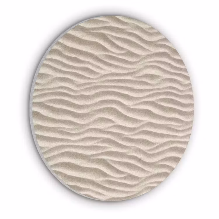 Zand - Golven - Beige Akoestische PET Vilt - Rond klein 838 -3d