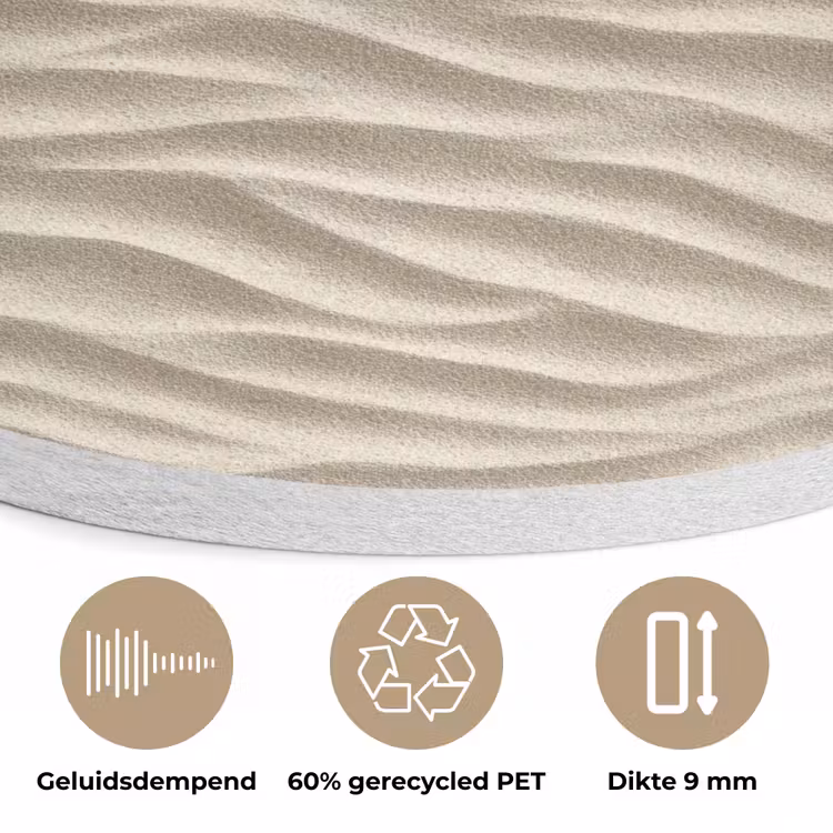 Zand - Golven - Beige Akoestische PET Vilt - Rond klein 838 -closeup_NL