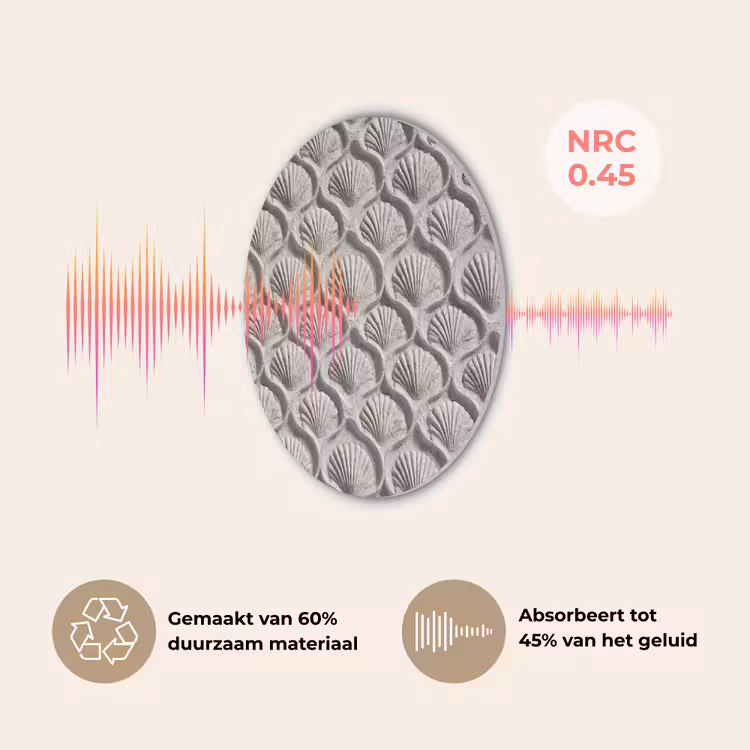 Zand - Schelpenvorm - Grijs Akoestische PET Vilt - Rond klein 838 -USP_NL