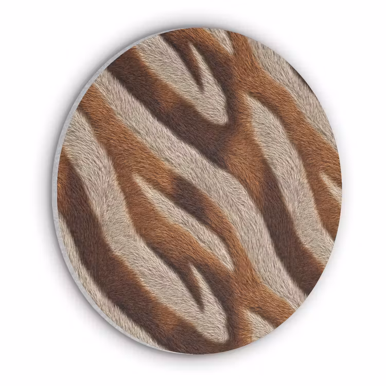 Zebra - Bruin - Patroon Akoestische PET Vilt - Rond klein 838 -3d