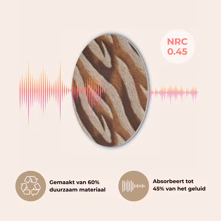 Zebra - Bruin - Patroon Akoestische PET Vilt - Rond klein 838 -USP_NL