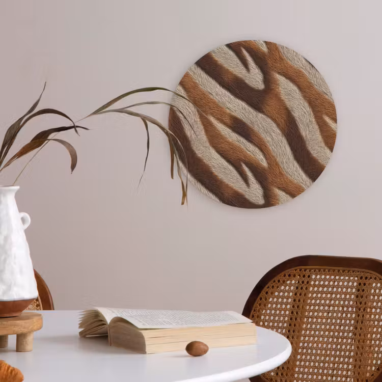 Zebra - Bruin - Patroon Akoestische PET Vilt - Rond klein 838 -sfeer3