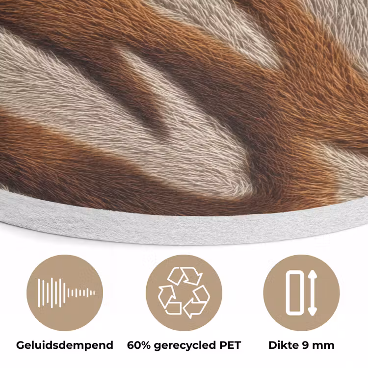 Zebra - Bruin - Patroon Akoestische PET Vilt - Rond klein 838 -closeup_NL