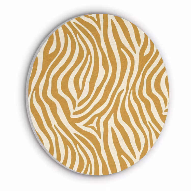 Zebra - Klassiek - Oker - Geel Akoestische PET Vilt - Rond klein 838 -3d