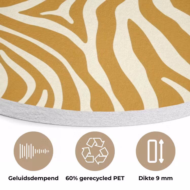 Zebra - Klassiek - Oker - Geel Akoestische PET Vilt - Rond klein 838 -closeup_NL