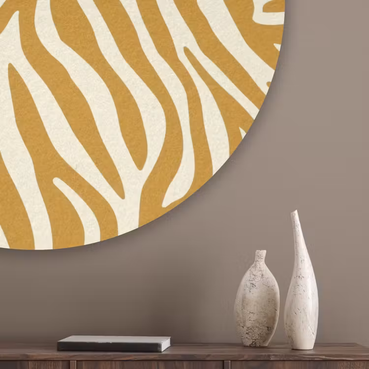Zebra - Klassiek - Oker - Geel Akoestische PET Vilt - Rond klein 838 -sfeer5_closeup