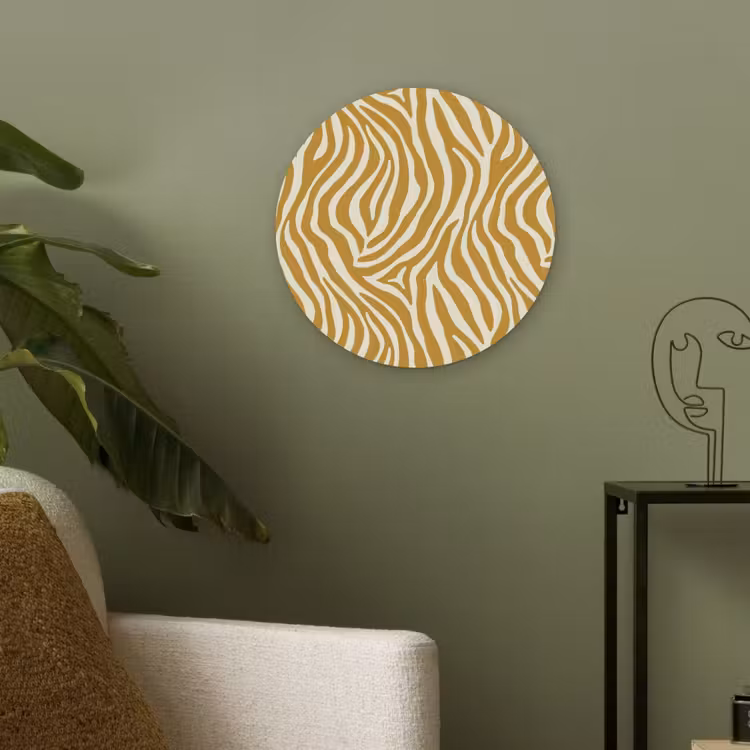 Zebra - Klassiek - Oker - Geel Akoestische PET Vilt - Rond klein 838 -sfeer2