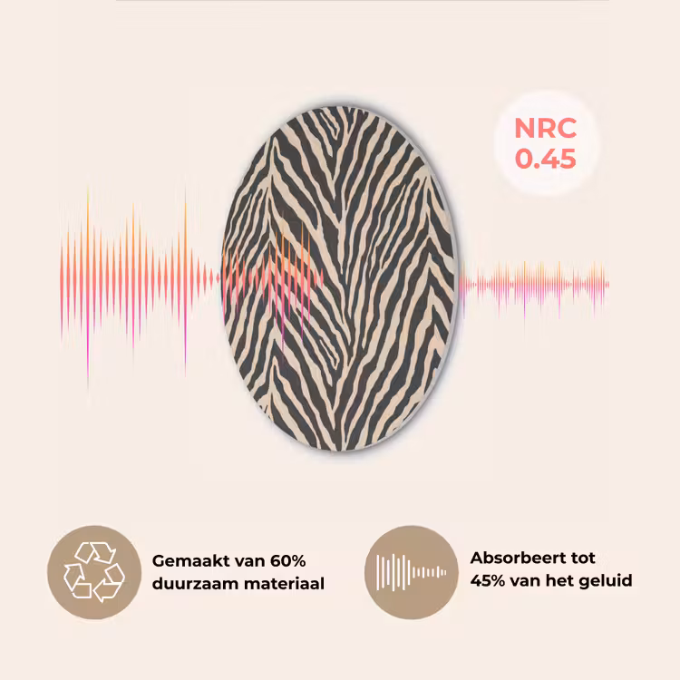 Zebra - Klassiek - Zwart Akoestische PET Vilt - Rond klein 838 -USP_NL