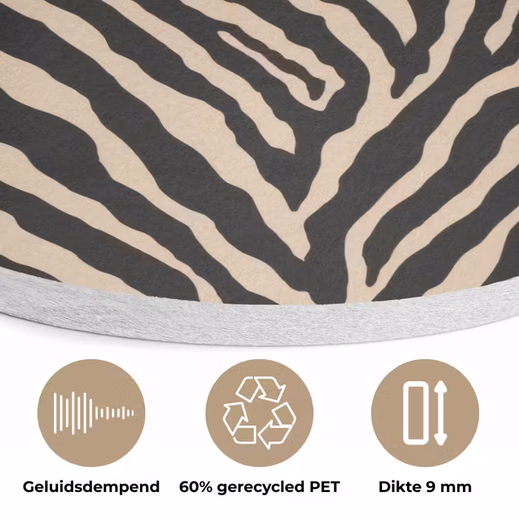 Zebra - Klassiek - Zwart Akoestische PET Vilt - Rond klein 838 -closeup_NL