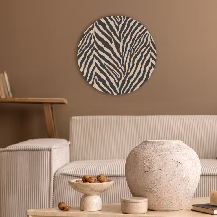 Zebra - Klassiek - Zwart Akoestische PET Vilt - Rond klein 838 -sfeer1