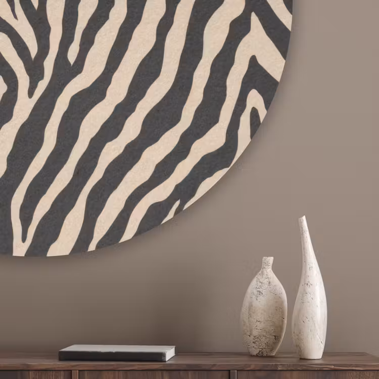 Zebra - Klassiek - Zwart Akoestische PET Vilt - Rond klein 838 -sfeer5_closeup