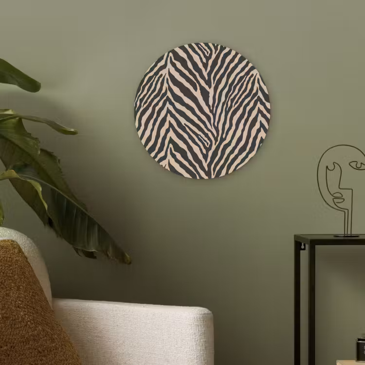 Zebra - Klassiek - Zwart Akoestische PET Vilt - Rond klein 838 -sfeer2