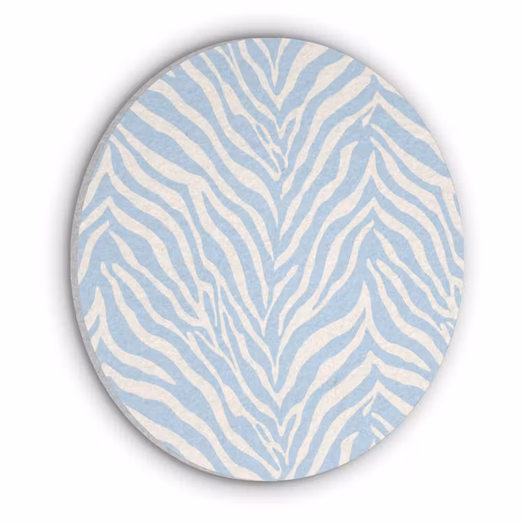 Zebra - Motief - Blauw - Wit Akoestische PET Vilt - Rond klein 838 -3d