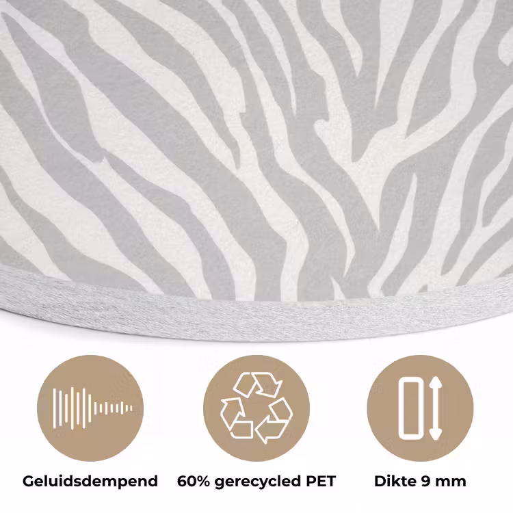 Zebra - Motief - Grijs Akoestische PET Vilt - Rond klein 838 -closeup_NL