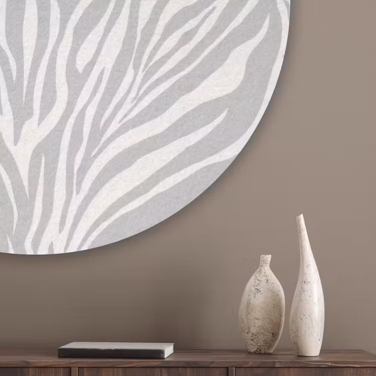 Zebra - Motief - Grijs Akoestische PET Vilt - Rond klein 838 -sfeer5_closeup
