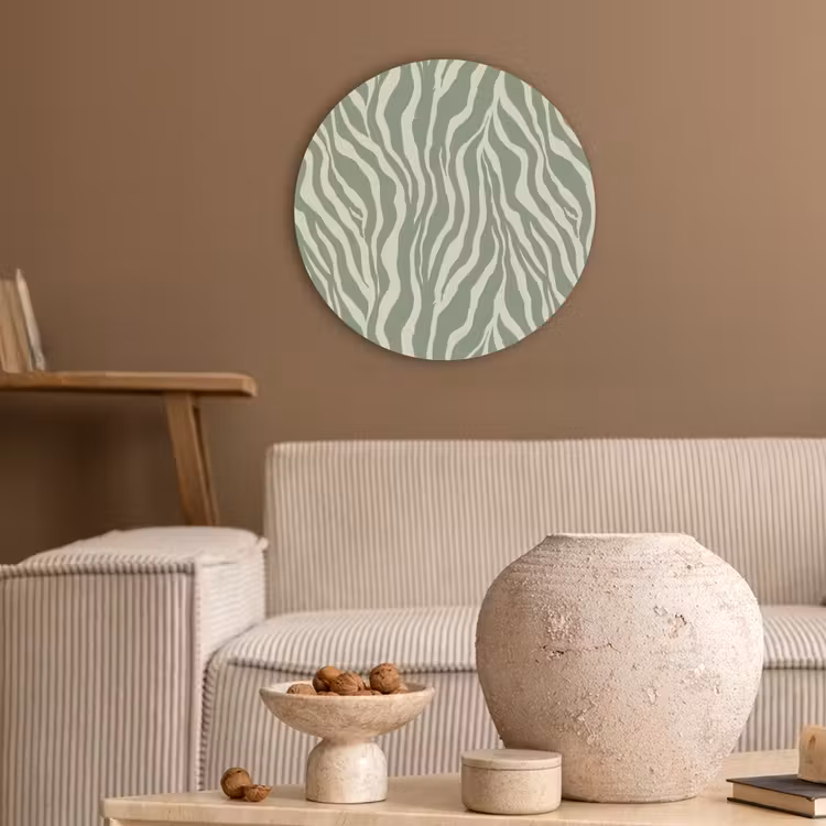 Zebra - Motief - Groen Akoestische PET Vilt - Rond klein 838 -sfeer1