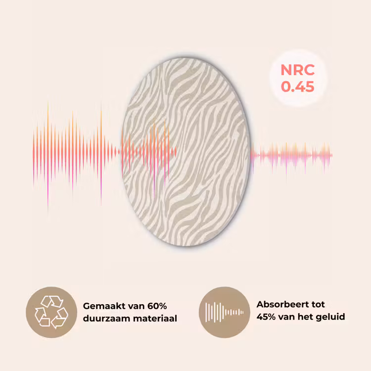 Zebra - Patroon - Beige Akoestische PET Vilt - Rond klein 838 -USP_NL
